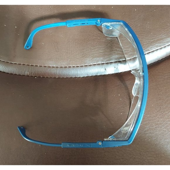 Vintage Uvex Astrospec 3000 Safety Glasses Blue Frames Clear Len Adjustable OSFM - Picture 4 of 7
